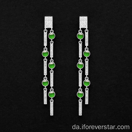 Grøn farve iskolde jadeit dråber øreringe smykker